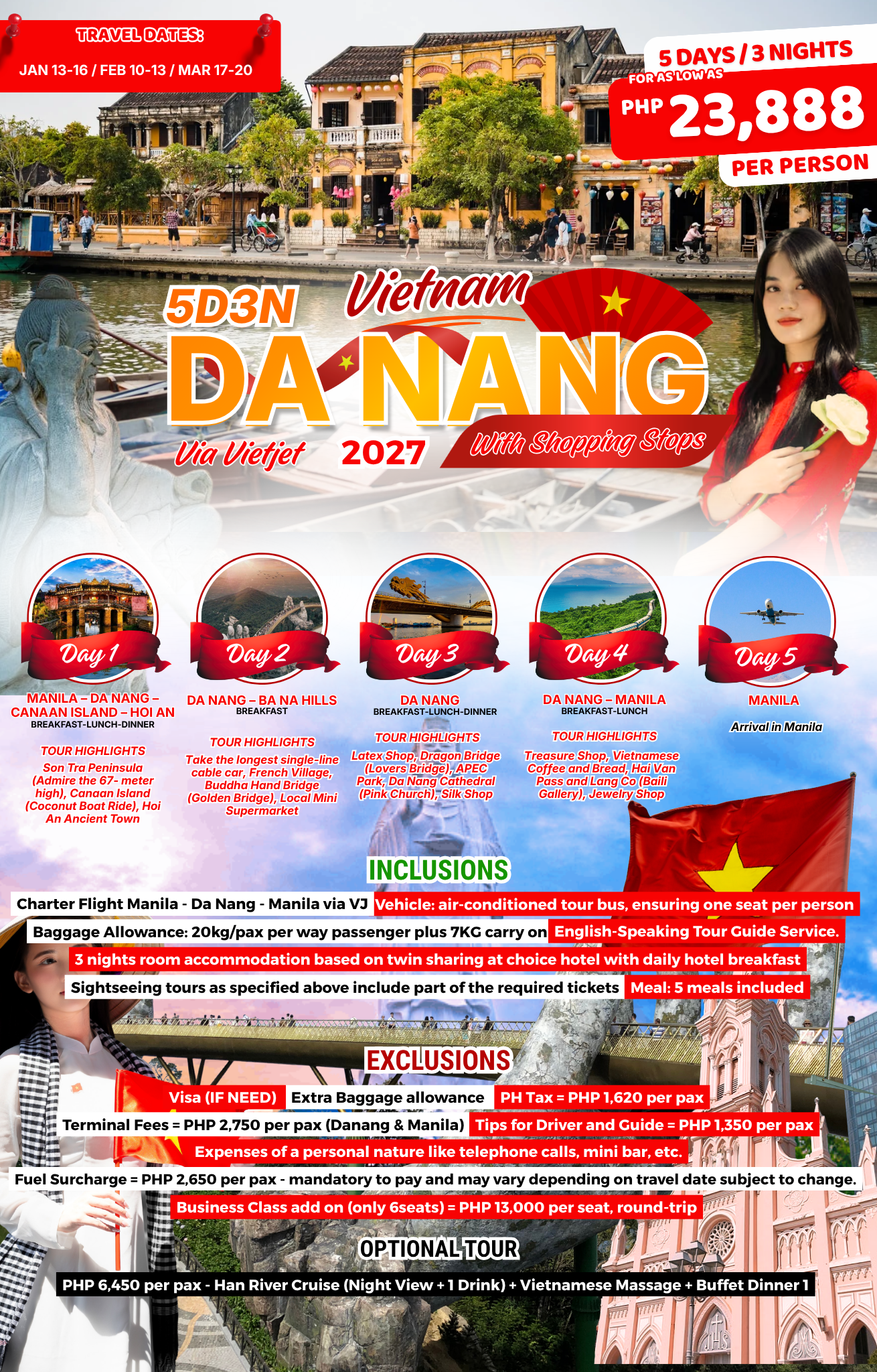 5D3N DA NANG 2027 via VJ (WITH SHOPPING STOPS)