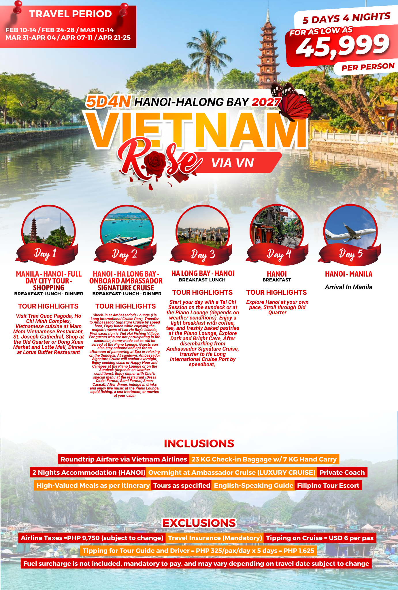 Travellore Travel and Tours | 4D3N VIETNAM ROSE: HANOI – HALONG BAY ...