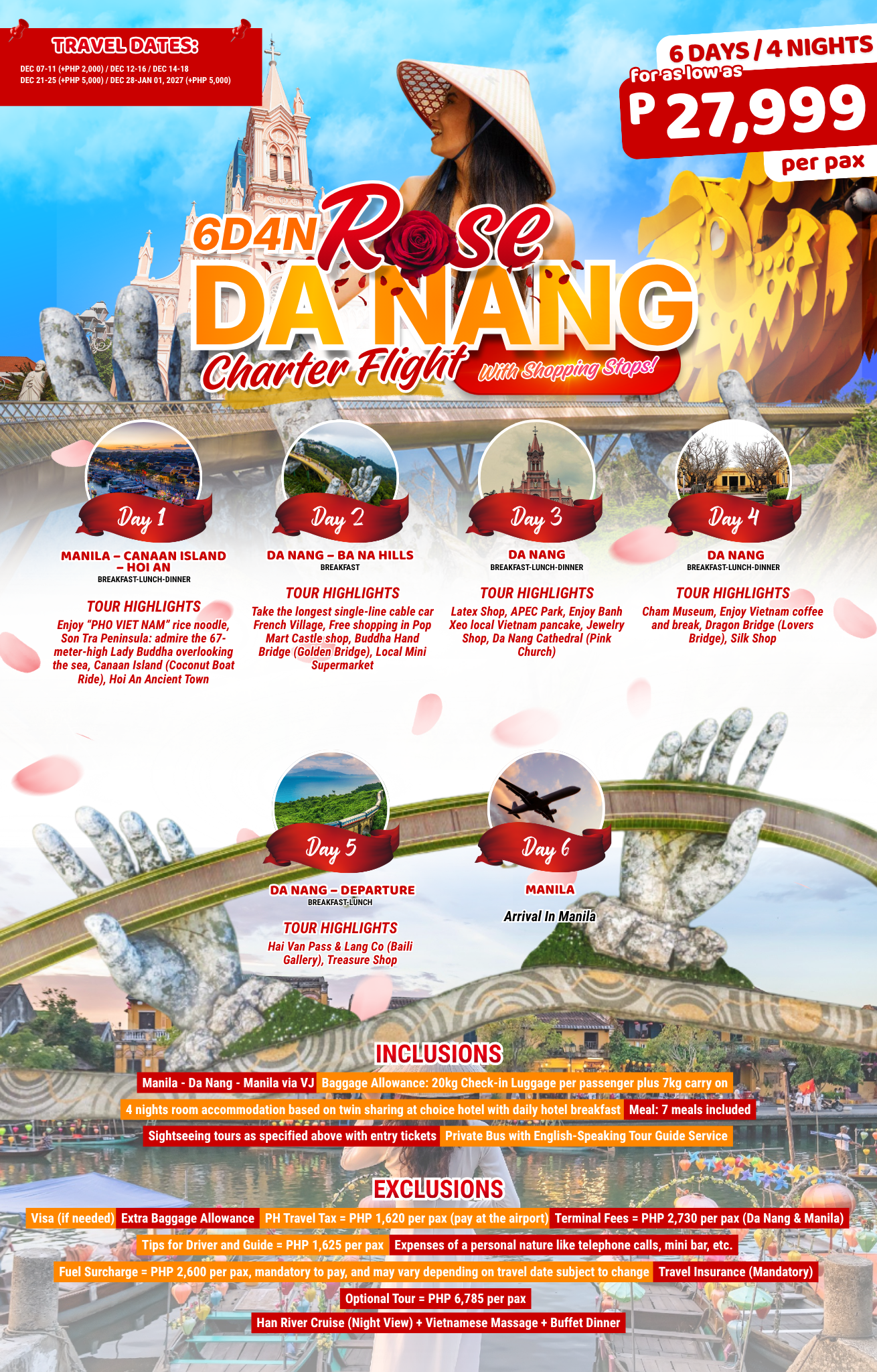 6D4N ROSE DANANG CHARTER FLIGHT (WITH SHOPPING STOPS)